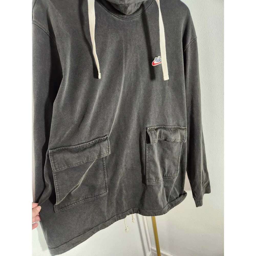 Nike Sportswear Black‎ Heritage Essential Knit Hoodie Flap Pocket Size XL